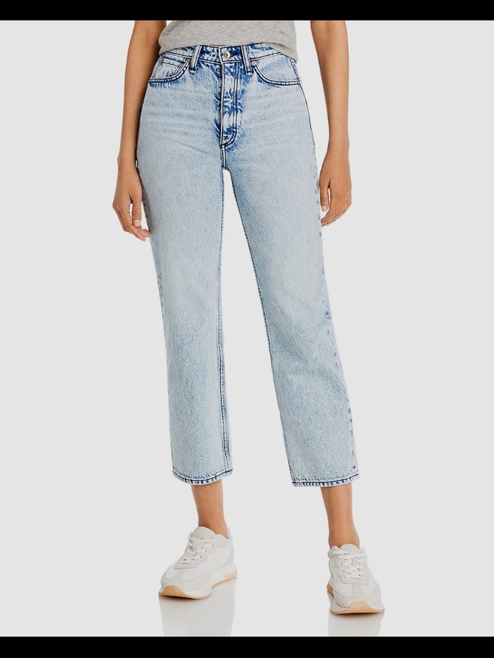 rag & bone Alex High Rise Straight Light Blue Distressed Straight Jeans
